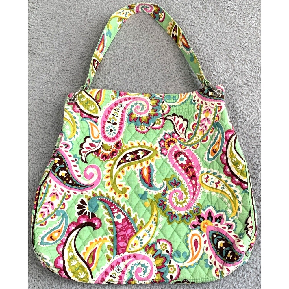Vera Bradley Tote Bag Paisley TUTTIFRUTTI  Magnetic Close Green Pink Blue Floral